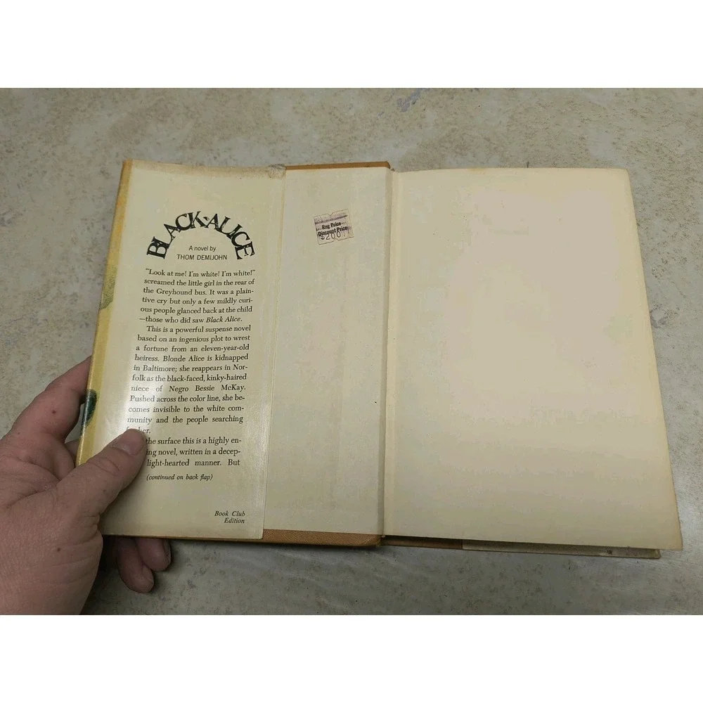 Black‎ Alice by Thom Demijohn 1968 DJ Hardcover 1st Ed.